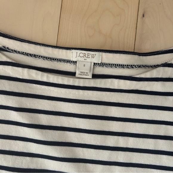 J. Crew Classic Cream and Navy Striped Long Sleeve Shirt - Picture 3 of 3
